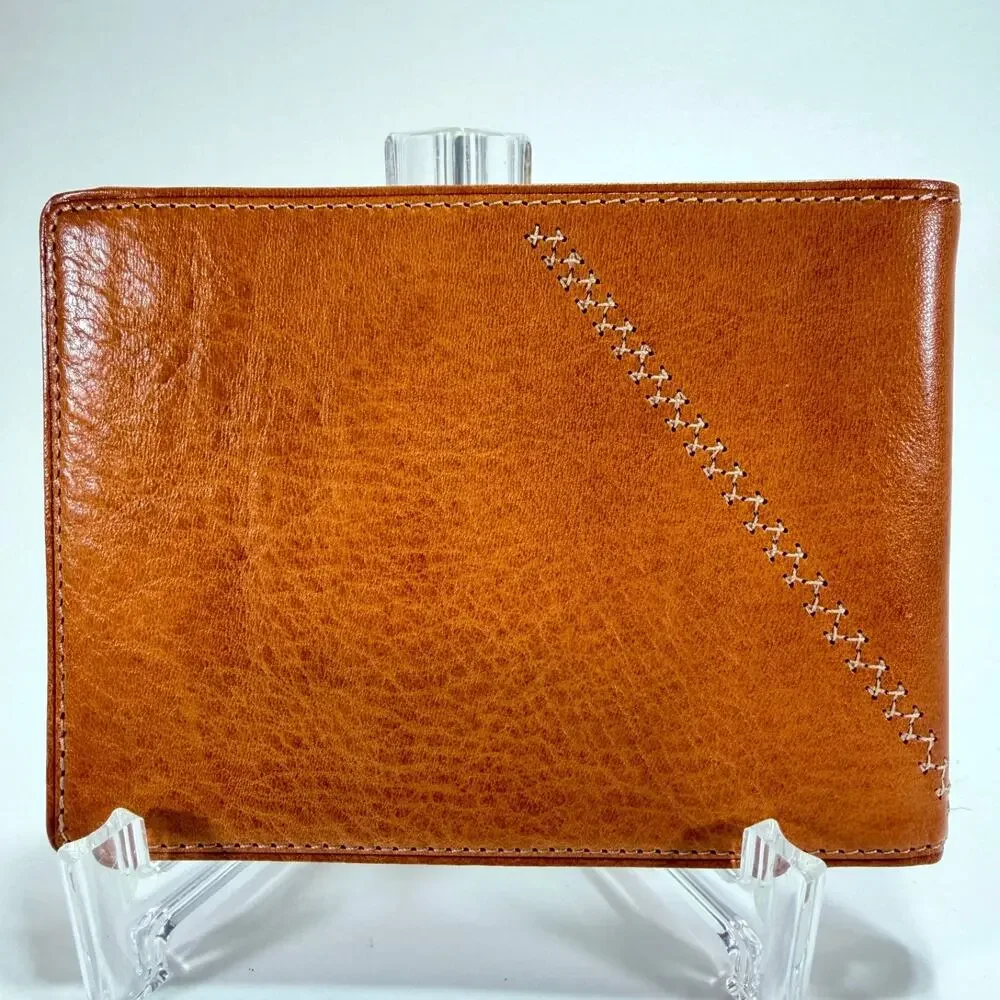 Gianni Versace Vintage 1990's Lt Brown/Cognac Leather Wallet Boxed Authentic NOS